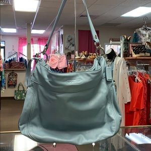 Baby blue leather hobo Coach purse